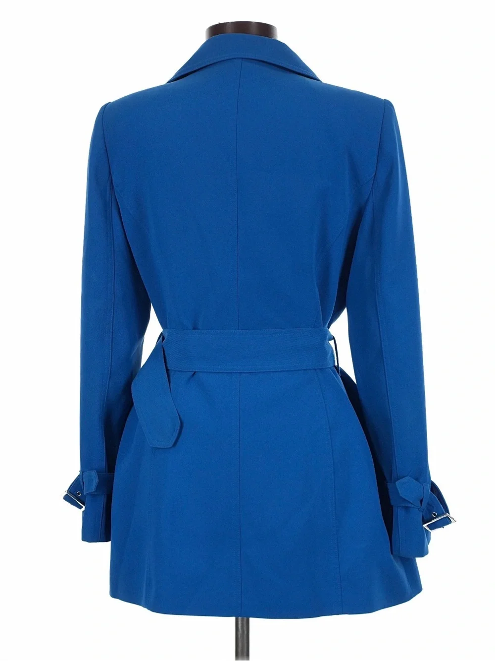 Anne Klein Cobalt Blue Belted Trench Jacket Silver Buckle | Size 8